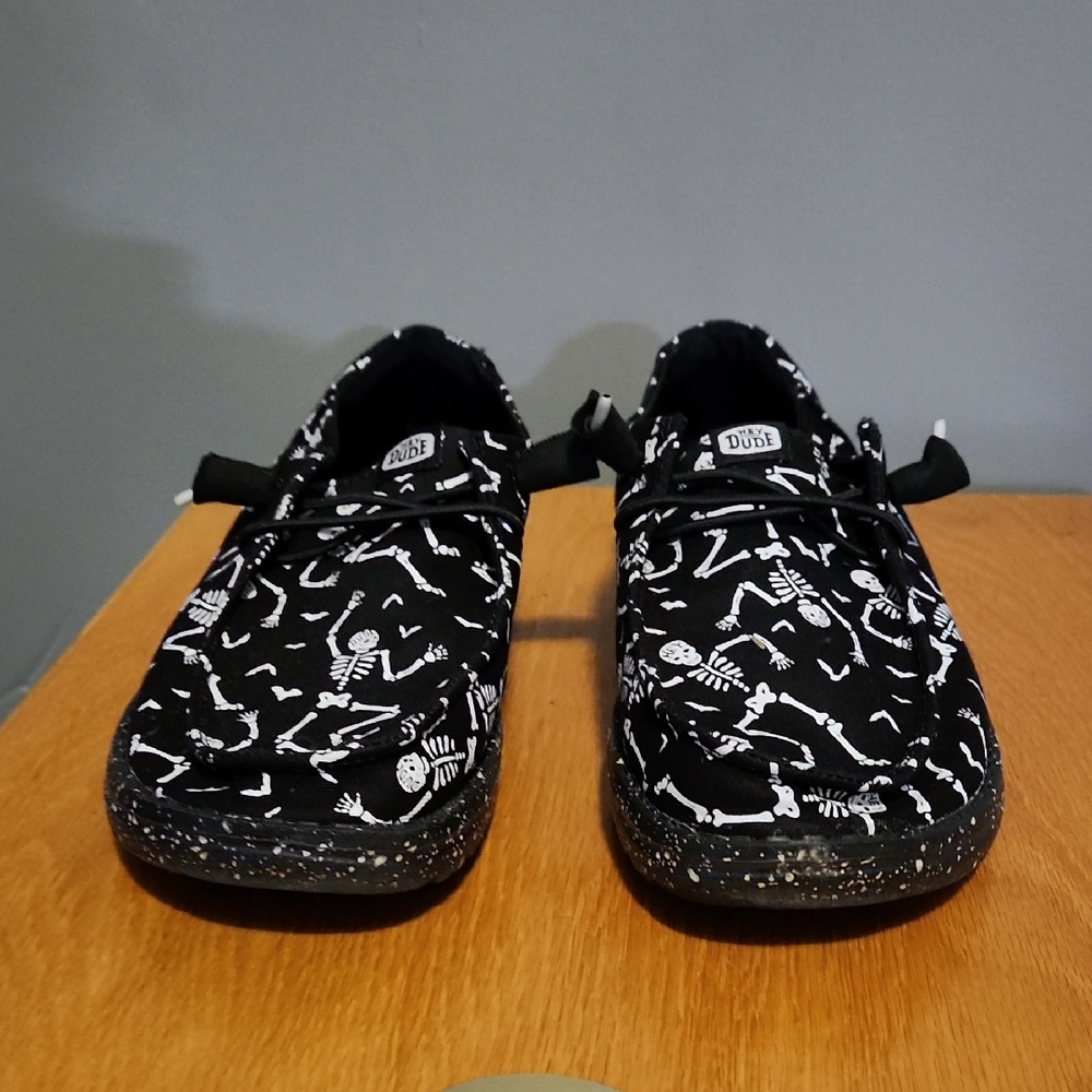 Hey Dude Black Skeleton Print Sneakers